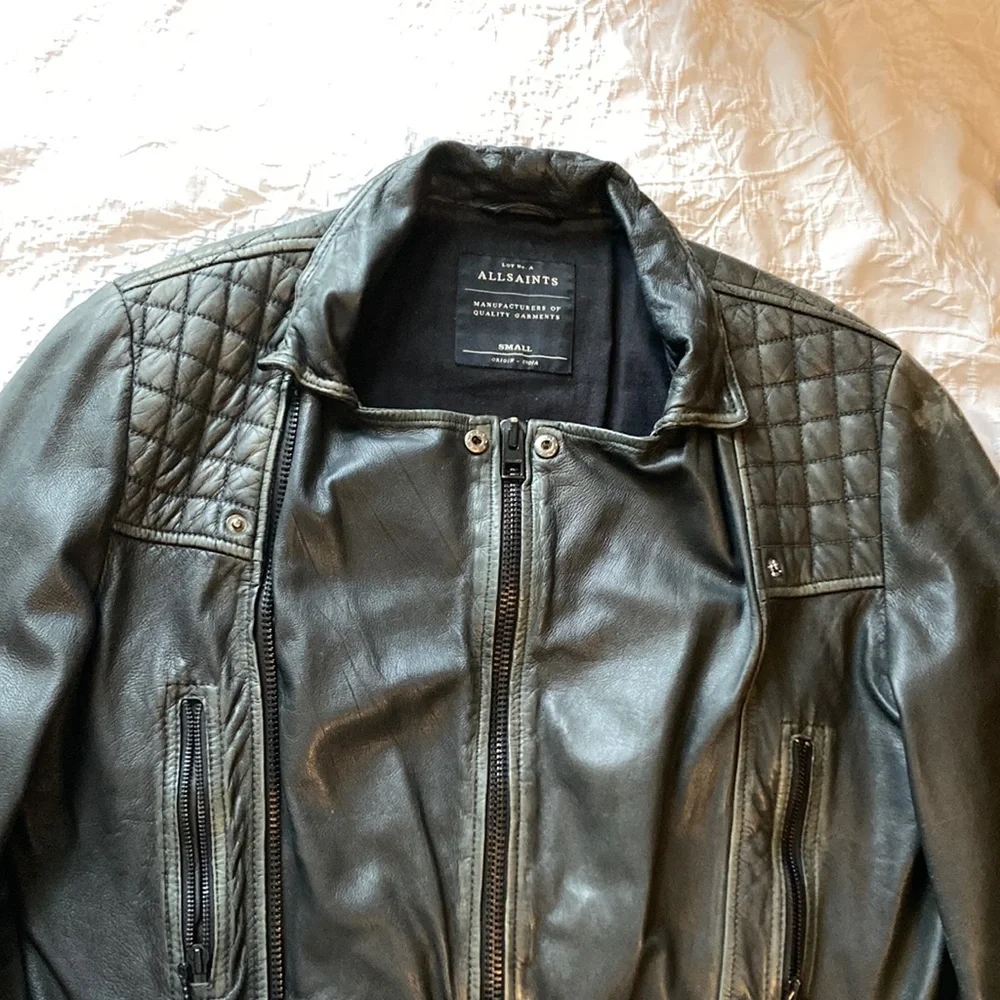 All Saints Black Leather Jacket - Picture 13 of 16